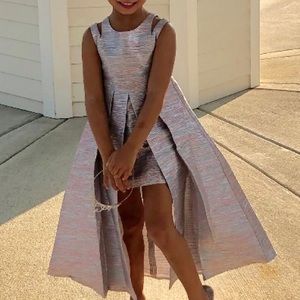 Double-Strap Metallic Jacquard Walkthrough Dress